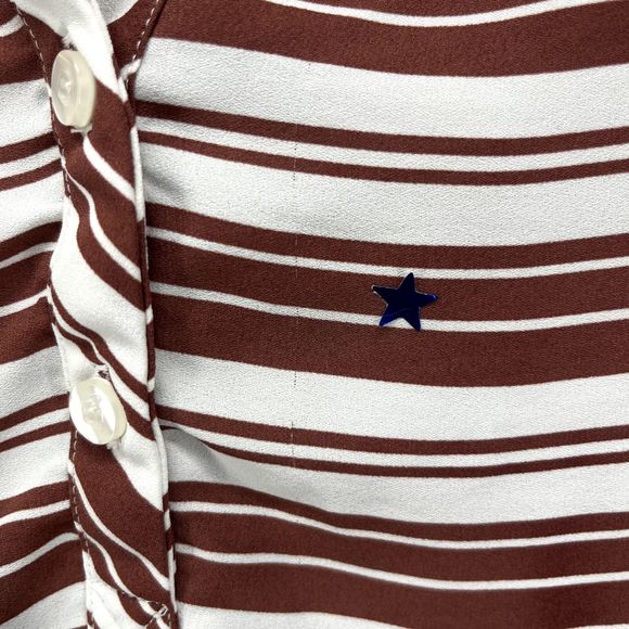 Soho Jeans NY & Co Top Womens Small Red White Striped Short Sleeve Cold Shoulder - Picture 8 of 15